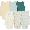 Amazon Essentials Unisex Babies’ Sleeveless Cotton Rib Bodysuits, Pack of 6(Multicolor/Honey)