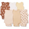 Amazon Essentials Unisex Babies’ Sleeveless Cotton Rib Bodysuits, Pack of 6(Multicolor/Tigers)