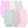 Amazon Essentials Unisex Babies’ Sleeveless Cotton Rib Bodysuits, Pack of 6(Pink/Floral)
