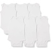 Amazon Essentials Unisex Babies’ Sleeveless Cotton Rib Bodysuits, Pack of 6(White)