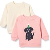 Amazon Essentials Unisex Toddlers and Babies’ French Terry Crewneck Sweatshirts(Beige/Peach Party Animal)