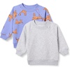 Amazon Essentials Unisex Toddlers and Babies’ French Terry Crewneck Sweatshirts(Grey Heather/Purple Tiger)
