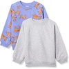 Amazon Essentials Unisex Toddlers and Babies’ French Terry Crewneck Sweatshirts(Grey Heather/Purple Tigers)