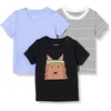 Amazon Essentials Unisex Toddlers and Babies’ Short Sleeve T-Shirts(Blue/Dog/French Stripe)