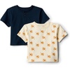 Amazon Essentials x Sofia Grainge Baby Boys’ Cotton Crewneck Short Sleeve T-Shirts with Shoulder Snap(Elephants/Navy)