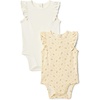 Amazon Essentials x Sofia Grainge Baby Girls’ Cotton Ruffle Sleeve Bodysuit with Embroidered Detail, Pack of 2(Ditsy Flower/Ivory)