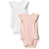 Amazon Essentials x Sofia Grainge Baby Girls’ Cotton Ruffle Sleeve Bodysuit with Embroidered Detail, Pack of 2(Light Pink/White)