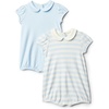 Amazon Essentials x Sofia Grainge Baby Girls’ Cotton Short Sleeve Romper with Peter Pan Collar(Light Blue/Stripe)