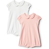 Amazon Essentials x Sofia Grainge Baby Girls’ Cotton Short Sleeve Romper with Peter Pan Collar(Light Pink/White)