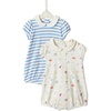 Amazon Essentials x Sofia Grainge Baby Girls’ Cotton Short Sleeve Romper with Peter Pan Collar(Sailboats/Uneven Stripe)