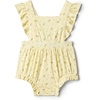 Amazon Essentials x Sofia Grainge Baby Girls’ Cotton Sleeveless Romper with Ruffles(Light Tan Ditsy Flower)