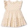 Amazon Essentials x Sofia Grainge Baby Girls’ Tiered Flounce Dress, Soft Cotton Sateen, Ruffle Sleeves with Lace Trim(Bright Pink Little Strawberries)