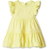 Amazon Essentials x Sofia Grainge Baby Girls’ Tiered Flounce Dress, Soft Cotton Sateen, Ruffle Sleeves with Lace Trim(Light Yellow)