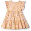 Amazon Essentials x Sofia Grainge Baby Girls’ Tiered Flounce Dress, Soft Cotton Sateen, Ruffle Sleeves with Lace Trim(Shell Pink Ornate Paisley)