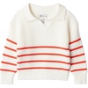 Ivory Red Placed Thin Stripe
