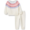 Amazon Essentials x Sofia Grainge Toddler and Baby Boys’ Cotton-Nylon Knit Sweater Set with Crew Neckline(Ivory Blush Scenic Fair Isle)