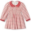 Amazon Essentials x Sofia Grainge Toddler and Baby Girls’ Long Sleeve Flannel Dress with Velvet Collar, Fit and Flare(Ivory Raspberry Red Windowpane)