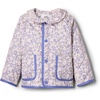 Amazon Essentials x Sofia Grainge Toddler and Baby Girls’ Midweight Quilted Field Jacket with Ruffle(Blue Ivory Delicate Floral)