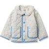 Amazon Essentials x Sofia Grainge Toddler and Baby Girls’ Midweight Quilted Field Jacket with Ruffle(Ivory Blue Outlined Blooms)