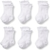 Amazon Essentials x Sofia Grainge Toddler and Baby Girls’ Scallop Top Socks with Non-Slip Grippers(White)