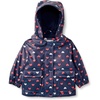 Amazon Essentials x Sofia Grainge Toddler and Baby Girls’ Water-Repellent Rain Jacket(Navy Hearts)