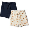 Amazon Essentials x Sofia Grainge Toddlers and Baby Boys’ Pull-On Knit French Terry Shorts, Pack of 2(Elephants/Navy)