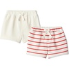Amazon Essentials x Sofia Grainge Toddlers and Baby Boys’ Pull-On Knit French Terry Shorts, Pack of 2(Petit Soleil/Uneven Stripe)