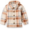 Amazon Essentials x Sofia Grainge Toddlers and Baby Boys’ Sherpa Fleece Overshirt Jacket(Ivory Light Caramel Simple Plaid)