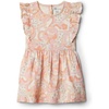 Amazon Essentials x Sofia Grainge Toddlers and Baby Girls’ Fit and Flare Linen Dress with Ruffle Flounce Sleeves(Peach Craft Floral)