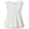 Amazon Essentials x Sofia Grainge Toddlers and Baby Girls’ Fit and Flare Linen Dress with Ruffle Flounce Sleeves(White)