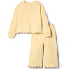 Amazon Essentials x Sofia Grainge Toddlers and Baby Girls’ French Terry Sweatshirt Pant and Top Set(Butter Yellow)