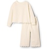 Amazon Essentials x Sofia Grainge Toddlers and Baby Girls’ French Terry Sweatshirt Pant and Top Set(Ivory)