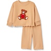 Amazon Essentials x Sofia Grainge Toddlers and Baby Girls’ French Terry Sweatshirt Pant and Top Set(Light Camel Big Bear Heart)