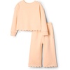 Amazon Essentials x Sofia Grainge Toddlers and Baby Girls’ French Terry Sweatshirt Pant and Top Set(Pale Peach)
