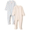 Amazon Essentials x Sofia Grainge Unisex Babies’ Cotton Footed Sleep and Play One-piece Bodysuit, Pack of 2(Blue Bunny Bear)
