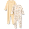 Amazon Essentials x Sofia Grainge Unisex Babies’ Cotton Footed Sleep and Play One-piece Bodysuit, Pack of 2(Pale Yellow/ Squirrel Picnic)