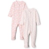 Amazon Essentials x Sofia Grainge Unisex Babies’ Cotton Footed Sleep and Play One-piece Bodysuit, Pack of 2(Pink Bunny Bear)