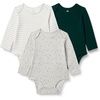 Amazon Essentials x Sofia Grainge Unisex Babies’ Long Sleeve Crew Neck Bodysuit, Pack of 3(Dark Green/Sheep/Stripe)