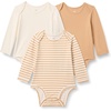 Amazon Essentials x Sofia Grainge Unisex Babies’ Long Sleeve Crew Neck Bodysuit, Pack of 3(Ivory/Light Camel/Stripe)
