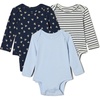 Amazon Essentials x Sofia Grainge Unisex Babies’ Long Sleeve Crew Neck Bodysuit, Pack of 3(Light Blue/Bunnies/Stripe)