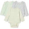 Amazon Essentials x Sofia Grainge Unisex Babies’ Long Sleeve Crew Neck Bodysuit, Pack of 3(Rabbits/Round Trees/Stripe)
