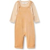 Amazon Essentials x Sofia Grainge Unisex Babies’ Velour Overall and Long Sleeve Bodysuit Set(Light Camel/Stripe)