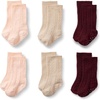 Amazon Essentials x Sofia Grainge Unisex Toddlers and Babies’ Cable-Knit Knee-High Socks, 6 Pairs(Burgundy/Pink/Tan)