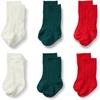 Amazon Essentials x Sofia Grainge Unisex Toddlers and Babies’ Cable-Knit Knee-High Socks, 6 Pairs(Dark Green/Ivory/Red)
