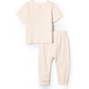 Amazon Essentials x Sofia Grainge Unisex Toddlers and Babies’ Cotton Knit Short Sleeve Shirt & Pants Set(Ivory)