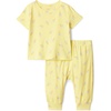 Amazon Essentials x Sofia Grainge Unisex Toddlers and Babies’ Cotton Knit Short Sleeve Shirt & Pants Set(Light Yellow Ice Cream)