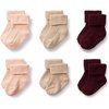 Amazon Essentials x Sofia Grainge Unisex Toddlers and Babies’ Knitted Turn Cuff Socks(Burgundy/Pink/Tan)