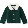 Amazon Essentials x Sofia Grainge Unisex Toddlers and Babies’ Peter Pan Collar Sweater Jacket, Soft Cotton Knit with Stretch(Dark Green)