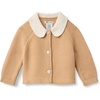 Amazon Essentials x Sofia Grainge Unisex Toddlers and Babies’ Peter Pan Collar Sweater Jacket, Soft Cotton Knit with Stretch(Light Camel)
