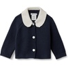 Amazon Essentials x Sofia Grainge Unisex Toddlers and Babies’ Peter Pan Collar Sweater Jacket, Soft Cotton Knit with Stretch(Navy)